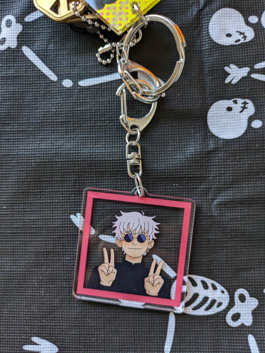 JJK Gojo "peace sign" Clear Acrylic Keychain