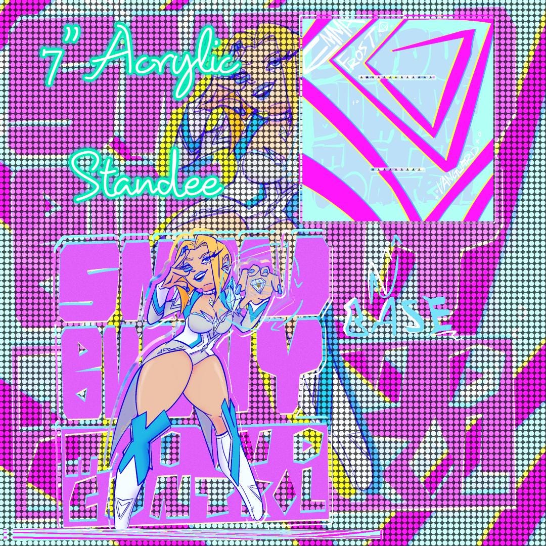 PREORDER|| Emma Frost Snow Bunny Mind Control Charm + Standee + Print set