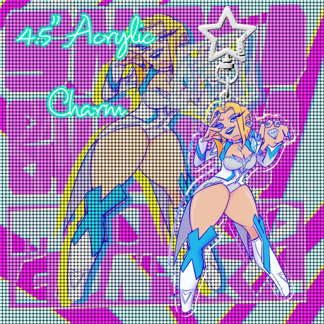 PREORDER|| Emma Frost Snow Bunny Mind Control Charm + Standee + Print set