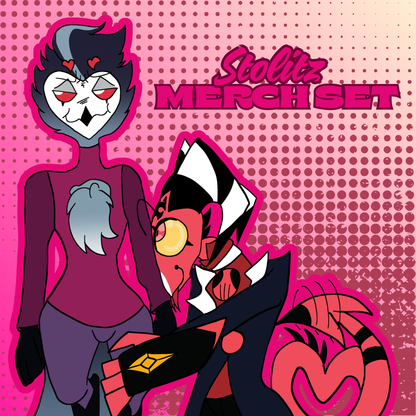 Helluva Boss Stolitz "Attention Horse" Inspired Merch set