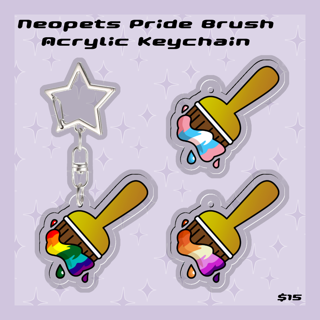 PREORDER | Neopets Paint Brush Pride Keychain