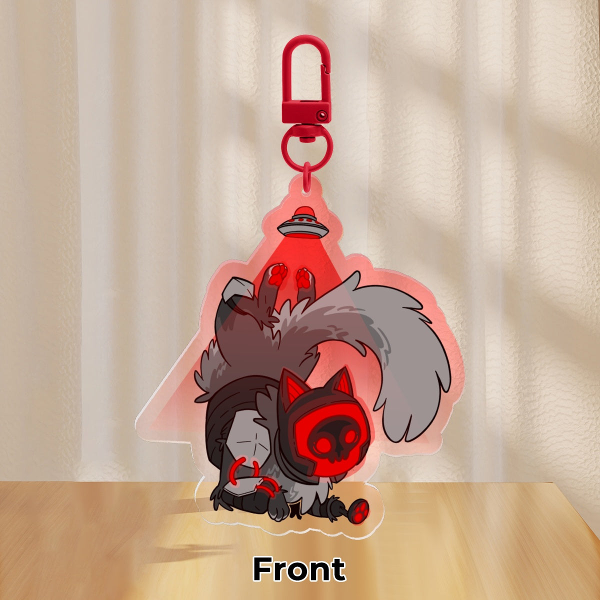 Hanging Kitty Armstrong 7cm Acrylic Charm Keychain | The Living Tombstone