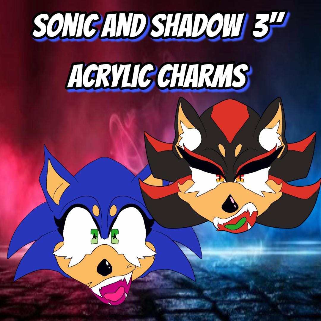 PREORDER|| Sonic and Shadow 3" acrylic charms