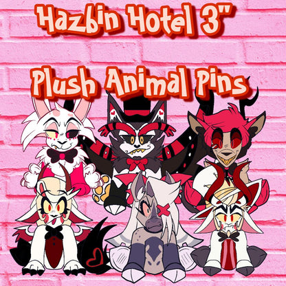 PREORDER|| Hazbin Hotel Plush Animal 3 Inch Acrylic Pins