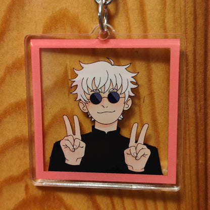 JJK Gojo "peace sign" Clear Acrylic Keychain