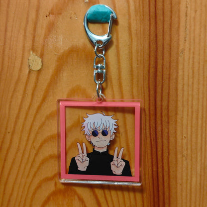 JJK Gojo "peace sign" Clear Acrylic Keychain