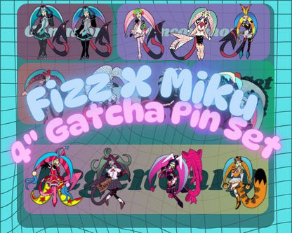 PREORDER|| Miku X Fizzarolli Helluva Boss Mystery Gatchapon 4" Acrylic Pins