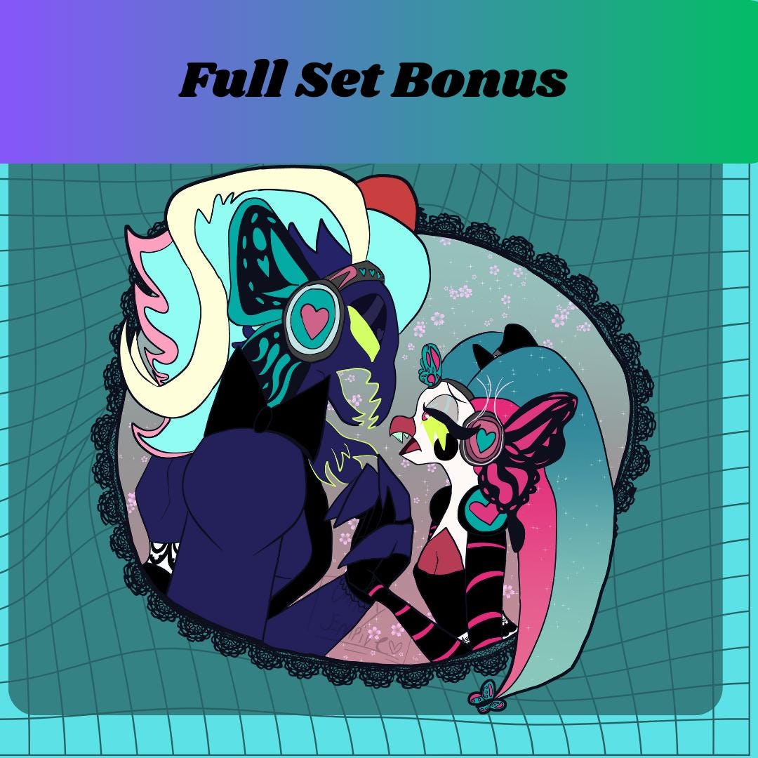 PREORDER|| Miku X Fizzarolli Helluva Boss Mystery Gatchapon 4" Acrylic Pins