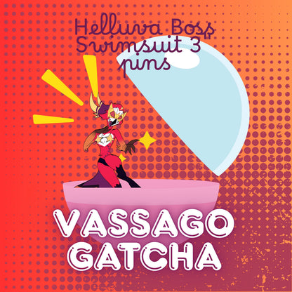 PREORDER|| Helluva Boss Vassago Swimsuit 3" acrylic Gatcha mystery pins