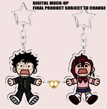 Momokarun Pair and Linking Heart Acrylic Charm Keychains (pair OR single)