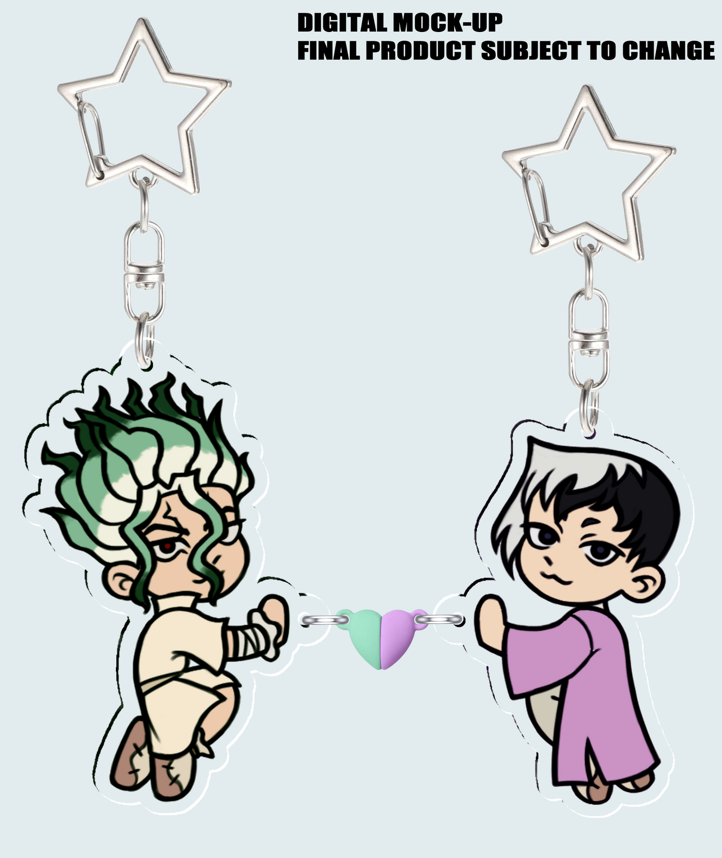 DCST SenGen Linking Heart Magnet Acrylic Charm Keychains (pair)