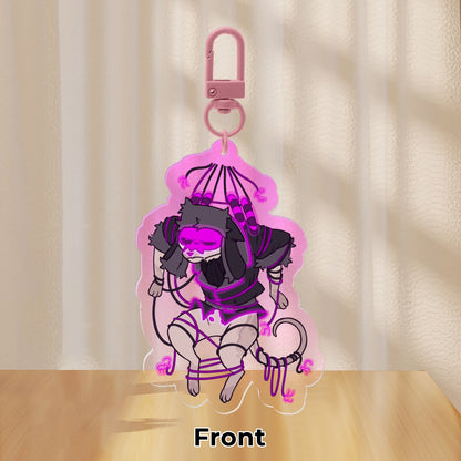 Hanging Kitty Tesla 7cm Acrylic Charm Keychain | The Living Tombstone