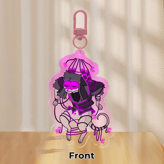 Hanging Kitty Tesla 7cm Acrylic Charm Keychain | The Living Tombstone