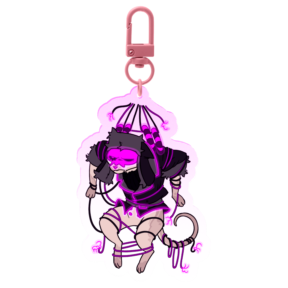 Hanging Kitty Tesla 7cm Acrylic Charm Keychain | The Living Tombstone
